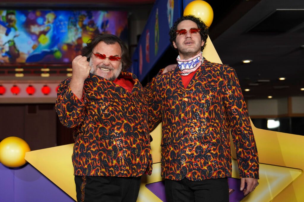 Alt = KYOTO, JAPAN - MARCH 28: Jack Black and Benny Safdie pose for a photo as Universal Pictures, Nintendo and Illumination present the premiere of "The Super Mario Galaxy Movie" at Minamiza Theater on March 28, 2026 in Kyoto, Japan. (Photo by Tomohiro Ohsumi/Getty Images for Universal Pictures, Nintendo and Illumination)