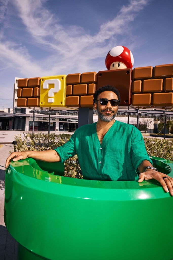 Alt = Donald Glover at the Nintendo museum for The Super Mario Galaxy Movie 