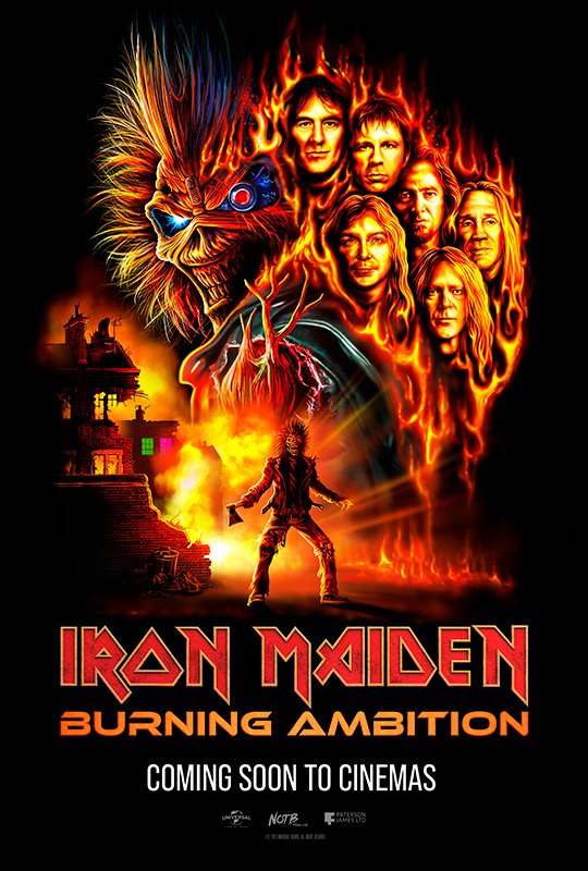 Alt = Iron Maiden: Burning Ambition promotional poster artwork © 2026 Universal Pictures. All Rights Reserved. Used for promotional/review purposes.
Burning Ambition Iron Maiden legacy