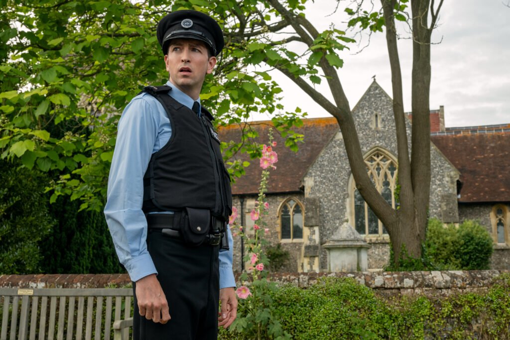 Alt = Nicholas Braun stars as Officer Tim Derry in THE SHEEP DETECTIVES, from Amazon MGM Studios.
Photo credit: Alex Bailey
© 2026 Amazon Content Services LLC. All Rights Reserved.