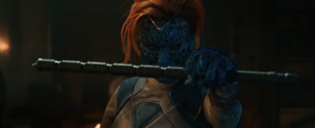 Alt = Mystique (Rebecca Romijn) in Marvel's AVENGERS: DOOMSDAY. Photo courtesy of Marvel. © 2026 Marvel. All Rights Reserved.