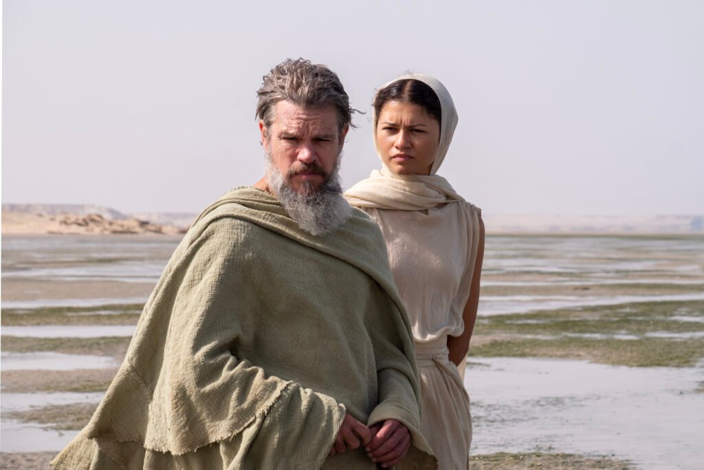 Alt = L to R: Matt Damon is Odysseus and Zendaya is Athena in THE ODYSSEY, written, produced, and directed by Christopher Nolan. © Universal Pictures 2026
The Odyssey Review