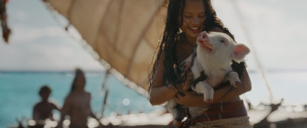 Alt = (L-R) Catherine Laga'aia as Moana and Pua in Disney's live-action MOANA. Photo courtesy of Disney. © 2026 Disney Enterprises, Inc. All Rights Reserved
Moana Live Action Review