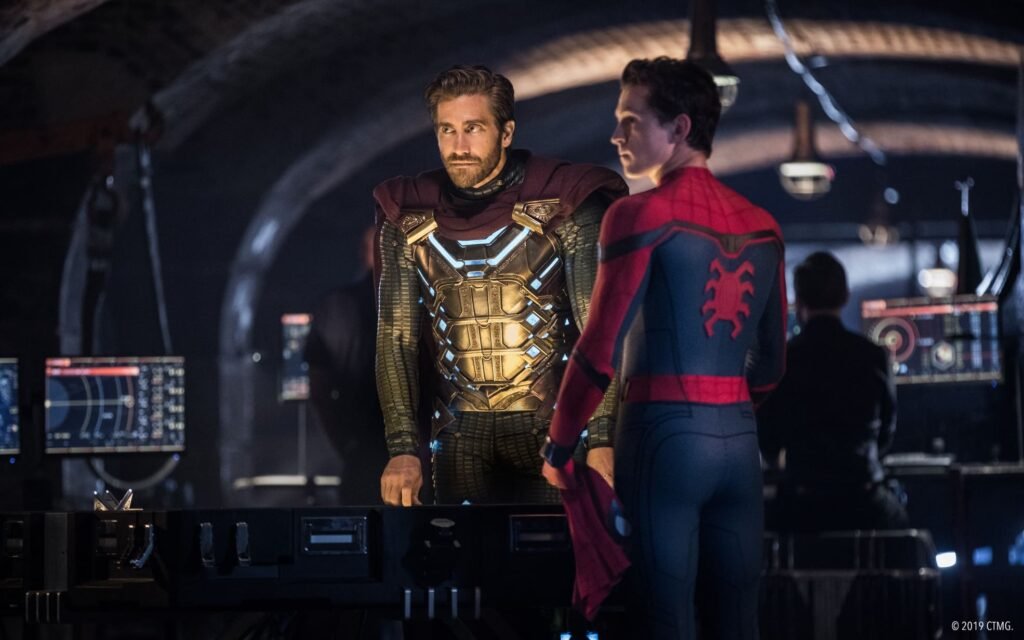 Alt = Jake Gyllenhaal And Tom Holland in Spider-Man: Far From Home. © 2017 Columbia Pictures Industries, Inc. and Marvel Studios, LLC. All Rights Reserved.