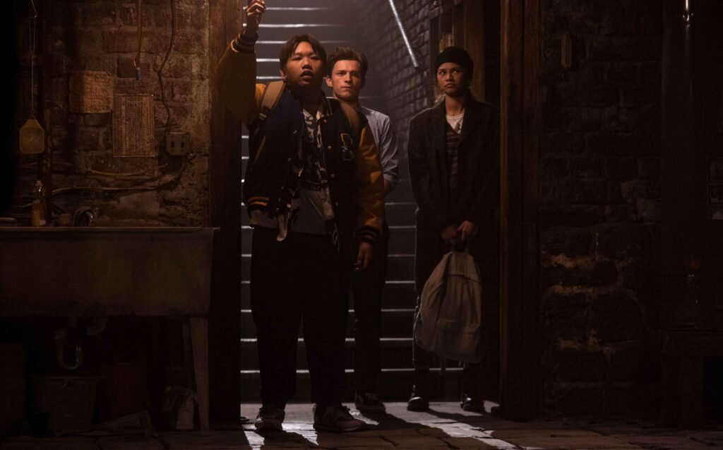 Alt = Jacob Batalon As Ned Leeds, Tom Holland As Peter Parker/Spiderman And Zendaya As MJ In Spider-Man: No Way Home © 2021 Sony Pictures Entertainment Inc. and Marvel Studios, LLC. All Rights Reserved.
Spider-Man: No Way Home Review