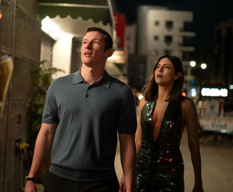 Alt = Monica Barbaro and Callum Turner In One Night Only (2026) ©Universal Studios. Courtesy of Universal Studios Licensing LLC. Used with permission.
One Night Only Movie Review