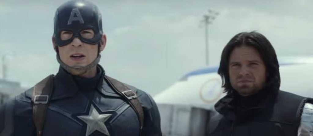 Alt = Chris Evans and Sebastian Stan In Captain America: Civil War (2016) ©Marvel Studios and the Walt Disney Company. All rights reserved.
Captain America Civil War Review