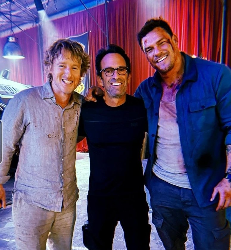 Alt Owen Wilson, Scott Waugh, and Alan Ritchson on the set of Runner.  © 2026 Angel Studios, Inc.
Runner 2026 Movie Review