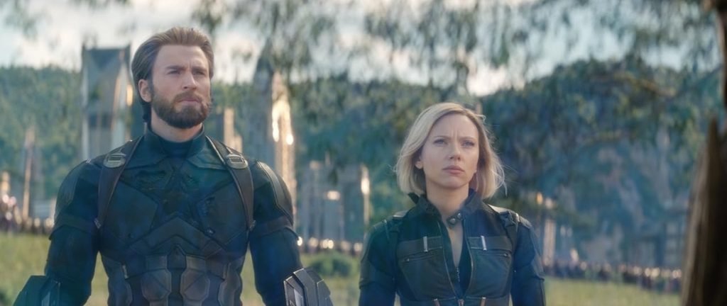 Alt = Chris Evans and Scarlett Johansson in Avengers: Infinity War (2018) ©Marvel Studios and the Walt Disney Company. All rights reserved.
Avengers: Infinity War Review