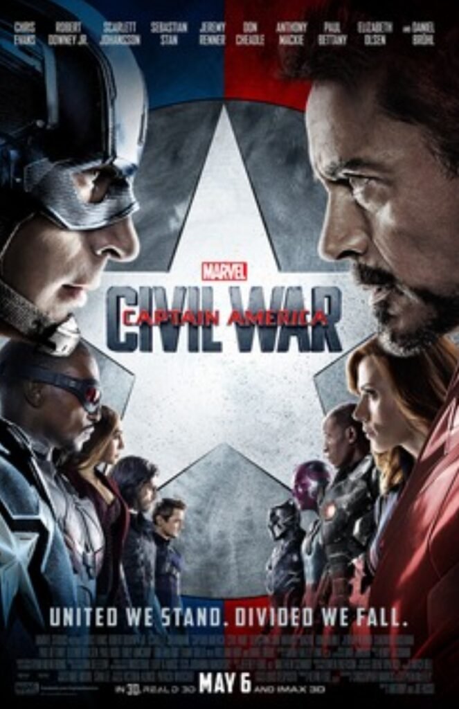Alt = Poster art Captain America: Civil War (2016). TM and Copyright ©Marvel Studios and the Walt Disney Company. All rights reserved.
Captain America Civil War Review