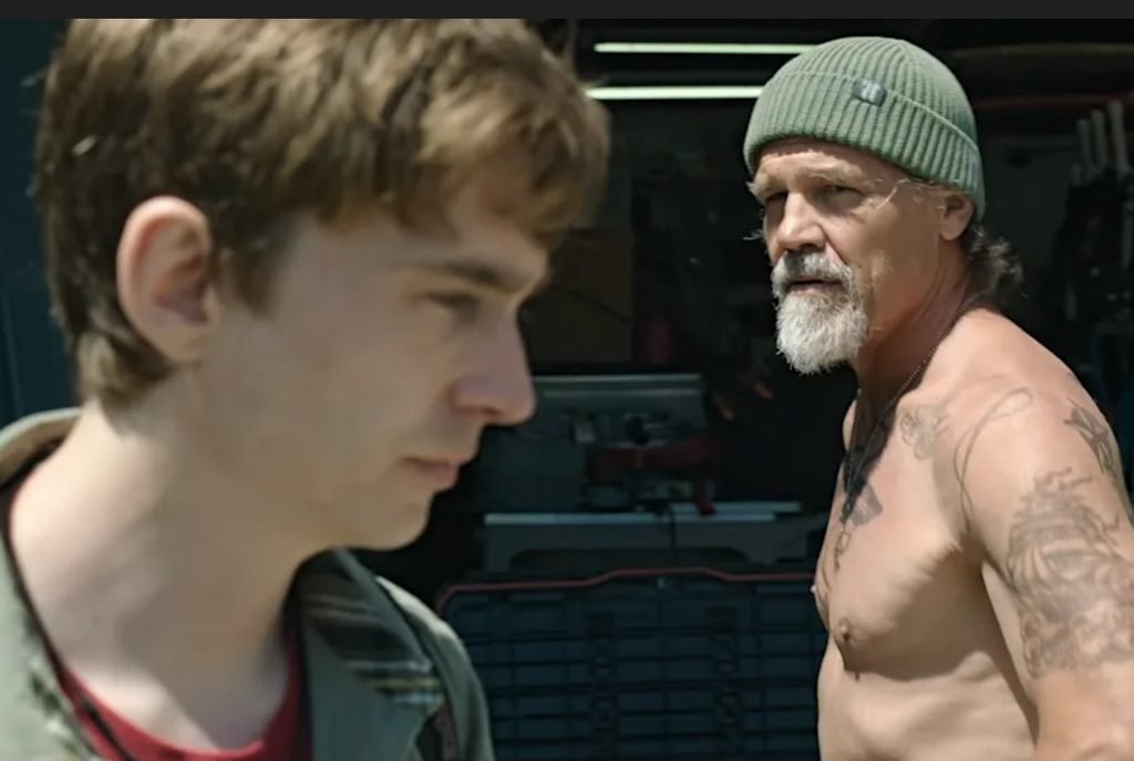 Alt = Austin Abrams and Josh Brolin In Whalefall Photo by 20th Century Studios. – © 2026 20th Century Studios. All Rights ReservedWhalefall Movie Review